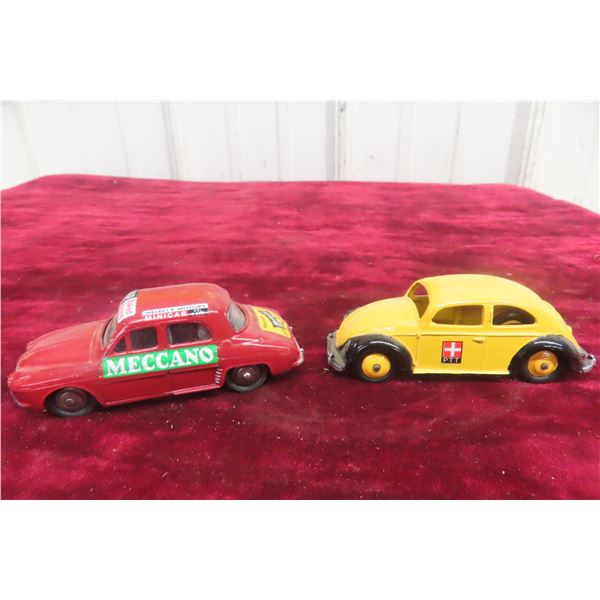 2x Dinky Cars Including Volkswagen And Renault Dauphine 24E, 3 1/2"