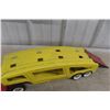 Image 13 : Structo Auto Haul Car Carrier, Pressed Steel, 1950s–1960s, Includes 2 Metal Trucks, 22" Long