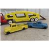 Image 14 : Structo Auto Haul Car Carrier, Pressed Steel, 1950s–1960s, Includes 2 Metal Trucks, 22" Long