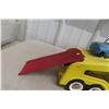 Image 4 : Structo Auto Haul Car Carrier, Pressed Steel, 1950s–1960s, Includes 2 Metal Trucks, 22" Long