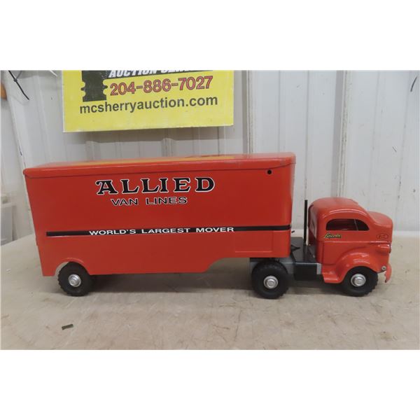 Lincoln Pressed Steel Allied Van Lines Truck And Trailer, 1940s, 22" Long