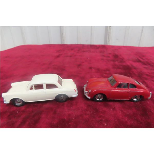 2x Dinky Cars Including Porsche 356A No. 182 And VW 1500 No. 144, 3 1/2"