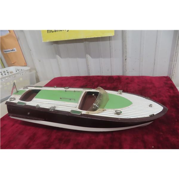 Vintage ITO Model K Wooden Battery Operated Speed Boat, 1940s–1950s, 17 1/2", Seisakusho Tokyo