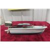 Image 1 : Vintage Wooden Model Boat, Possibly Chris-Craft Style, Battery Operated Outboard, 10 1/2" + Outboar