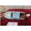 Image 7 : Vintage Wooden Model Boat, Possibly Chris-Craft Style, Battery Operated Outboard, 10 1/2" + Outboar