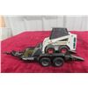 Image 1 : Bobcat 743 Skid Steer With Trailer, Die Cast, Trailer 9" Long Plus Ramps