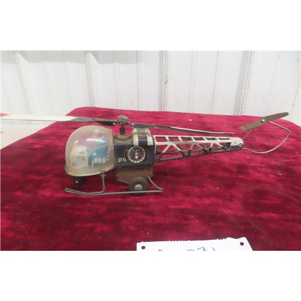 Japan Tin Litho S&E Friction Police Patrol Helicopter, 1960s, 11 1/2" Long