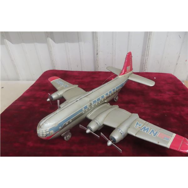 ALPS Japan Tin Boeing Northwest Airlines Plane, 1950s, 15" x 19"