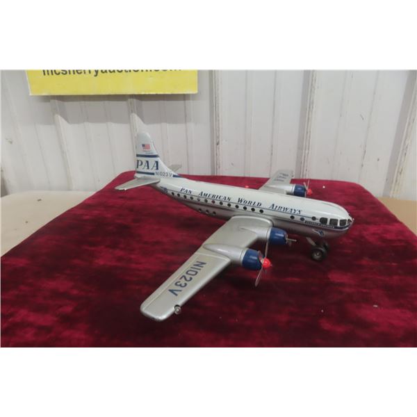 GAMA West Germany Pan American World Airways Tin Friction Plane, 1950s, 15" x 20"