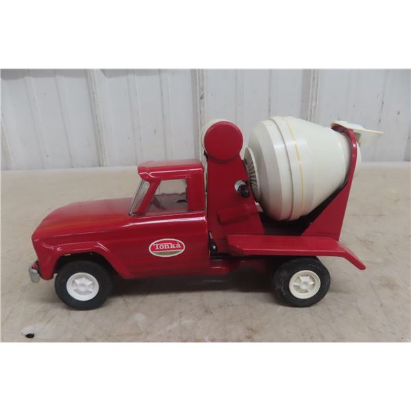 Tonka Jeep Cement Mixer Truck, Pressed Steel, 1960s–1970s, 9"