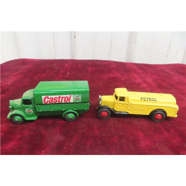 2 Dinky Austin Petrol Tank Trucks, Approx. 4"