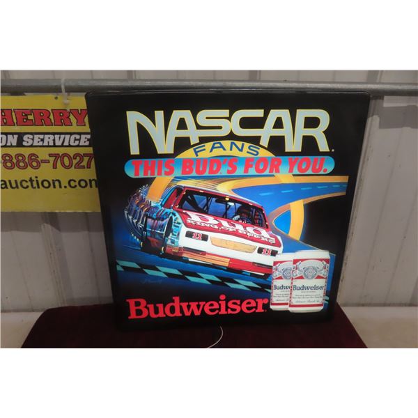 Budweiser NASCAR Light-Up Advertising Sign, 18" x 18"
