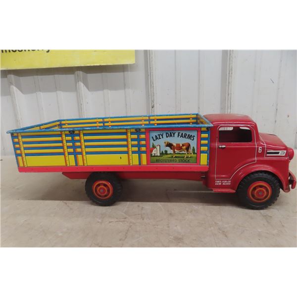 Marx Tin Litho Lazy Day Farms Truck, 1950s, 18"