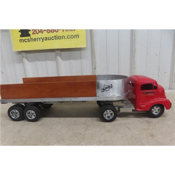 Smith-Miller Truck & Trailer, Pressed Steel & Cast Aluminum, 1950s, 24"