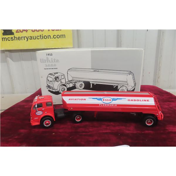 First Gear 1953 White 3000 Semi Truck & Tank Trailer Esso Aviation, 1/34 Scale