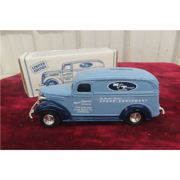 ERTL 1938 Chevy Panel Truck, Limited Edition Coin Bank, Boxed, 8"