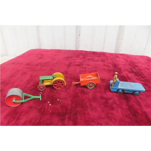 4x Dinky Vehicles Including Electric Truck and Farm Tractor