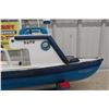 Image 2 : Hand Crafted Wooden Fishing Boat 33" Long, 28" Height on Stand
