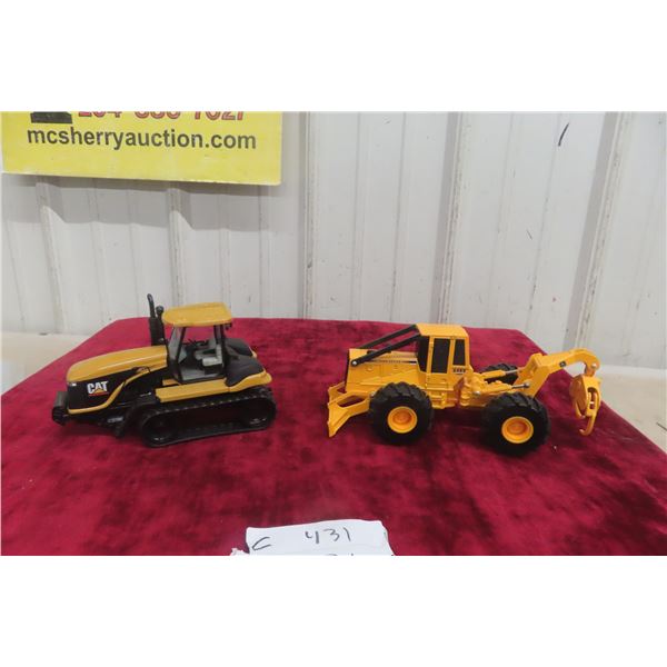 2 Die Cast Vehicles Including ERTL JD 648E Log Skidder and CAT Challenger 95E, 1/30 Scale