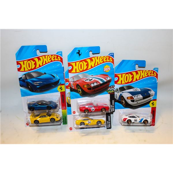 HOT WHEELS FERRARI MIX LOT 5 PCS IN PACKAGES