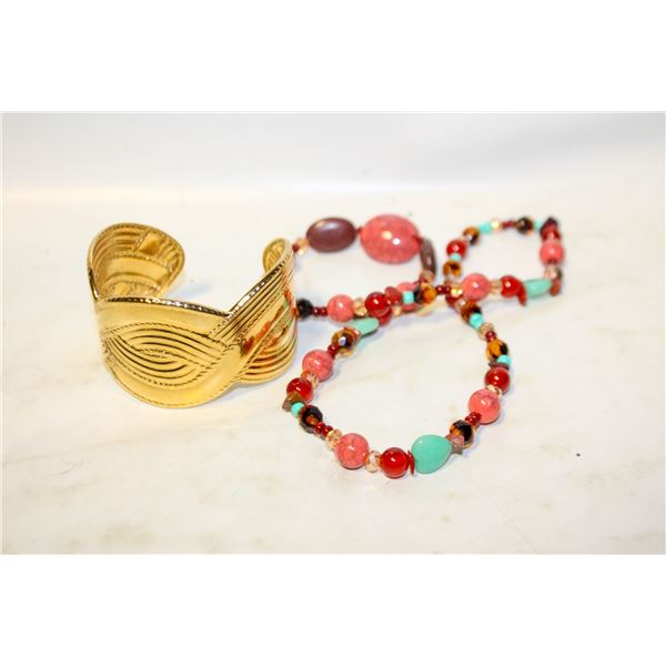 AVON GOLD TONE CUFF BRACELET AND POLISHED