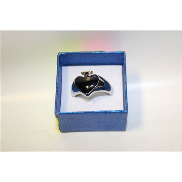 NEW STAINLESS STEEL POKER RING ACE OF SPADE SZ10
