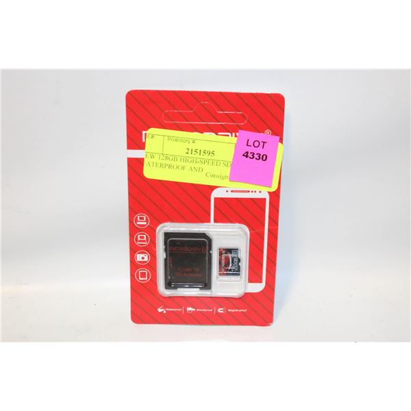 NEW 128GB HIGH-SPEED SD CARD, WATERPROOF AND