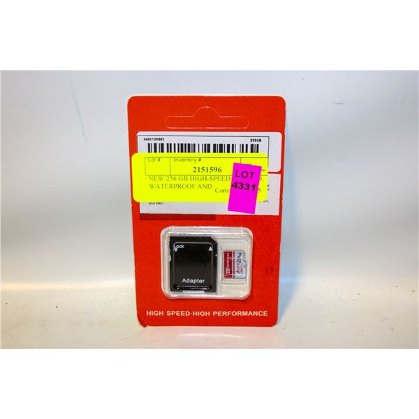 NEW 256 GB HIGH-SPEED SD CARD, WATERPROOF AND