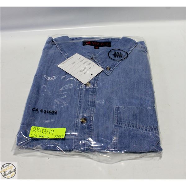 NEW MENS SZ 3XL DENIM BUTTON UP LONG SLEEVE