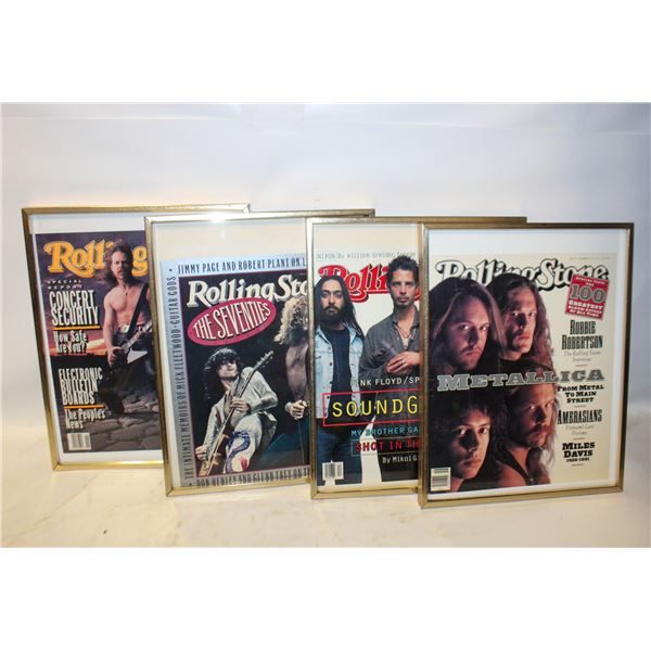 SET OF 4 FRAMED ROLLING STONES MAGAZINE