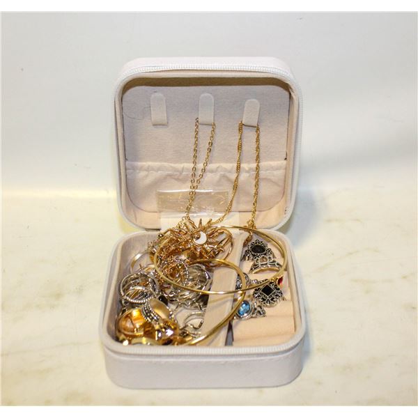 TRAVELING JEWELRY BOX FULL OF JEWELRY