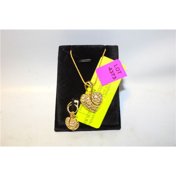 NEW SET OF HEART SHAPED PENDANT GP NECKLACE AND