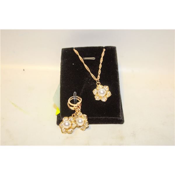 NEW JEWELRY DISPLAY W/ NEW NECKLACE AND EARRINGS