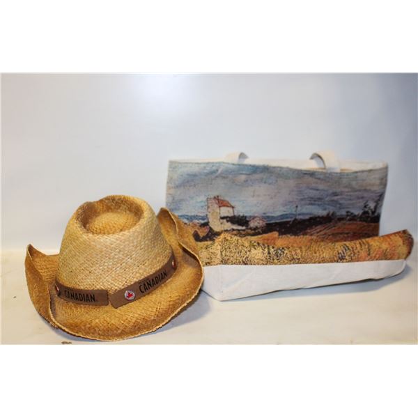 MOLSON CANADIAN COWBOY HAT NATURAL STRAW + CLOTH
