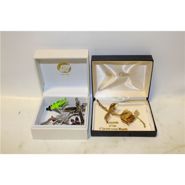 2 BOXES ESTATE JEWELRY IN BOXES TOGETHER-ESTATE