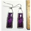 Image 1 : 7)  SILVER TONE RECTANGULAR SHAPED DROP