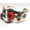 Image 1 : 23)  SILVER TONE WITH RED TURQUOISE