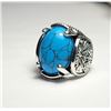 Image 1 : 16)  SILVER TONE AND TURQUOISE SIZE 5 RING