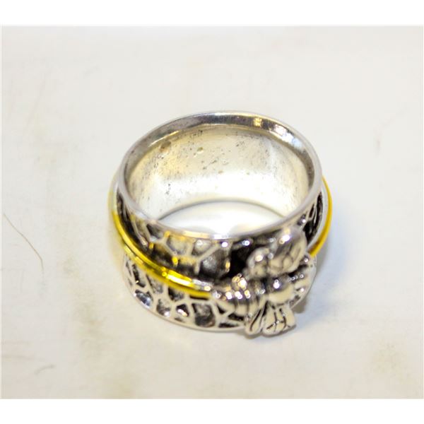 12)  SILVER TONE STAINLESS STEEL WIDE SZ 9