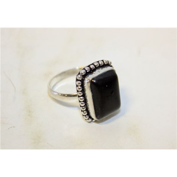 17)  RECTANGULAR CUT NATURAL BLACK ONYX