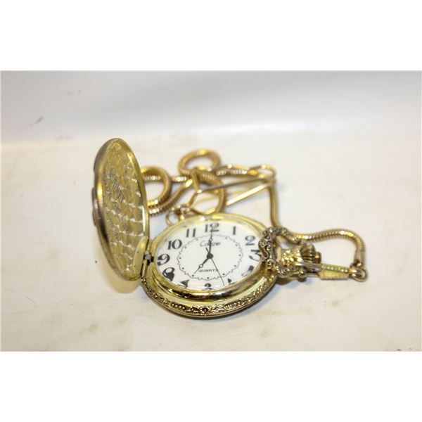 GOLD TONE EAGLE POCKET WATCH WITH CHAIN