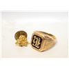 Image 1 : GOLD MENS RING AND GOLD NUGGET PIN