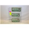 Image 1 : SHEET OF THREE OLDER $1 BILLS CANADIAN