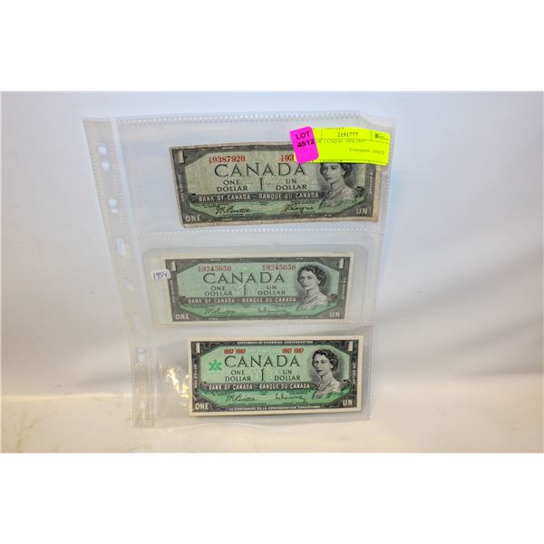 SET OF 3 CND $1 1954,1957