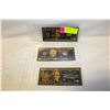 Image 1 : 3 GOLD FOIL BILLS USA