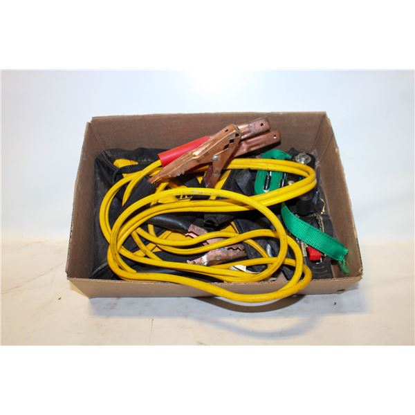 BOOSTER CABLES /DEWALT BAG & RATCHET STRAPS