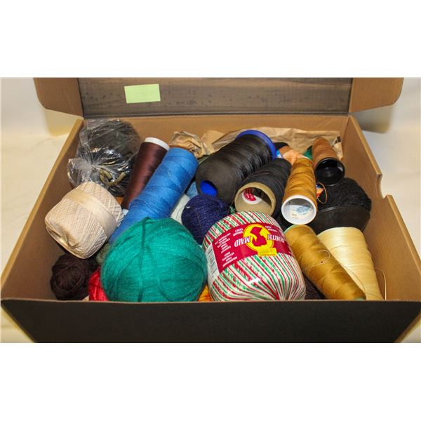 ESTATE YARN & THREAD & KNEEDLES IN BASKET-ESTATE