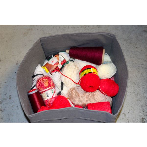 ESTATE YARN & THREAD & KNEEDLES IN BASKET-ESTATE