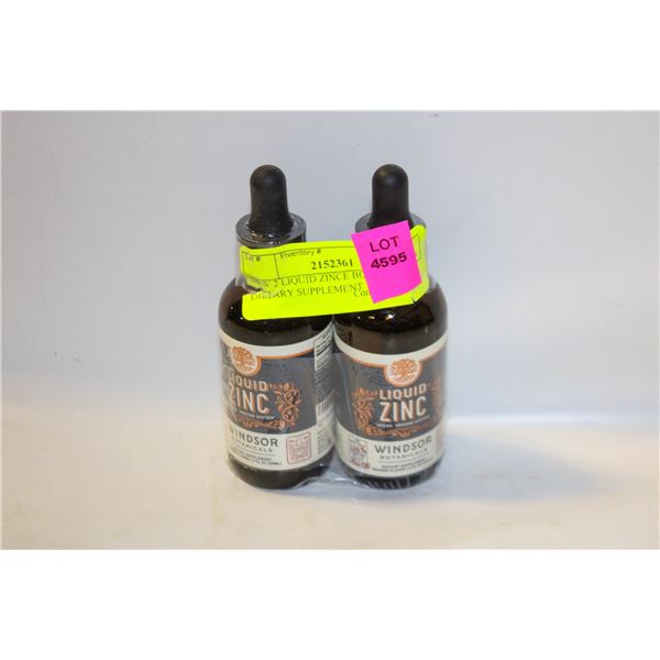 NEW 2 LIQUID ZINCE BOTTLES DIETARY SUPPLEMENT