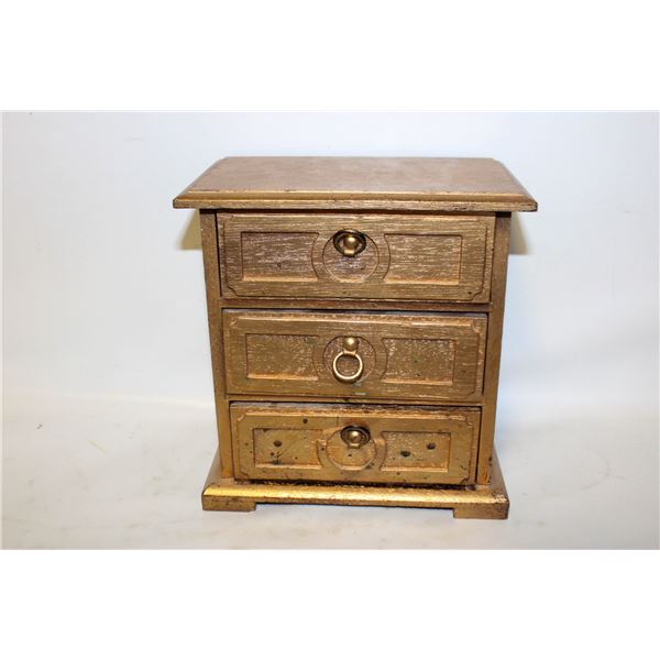 VINTAGE 3 DRAWER JEWLERY MUSIC BOX - NEEDS WIND